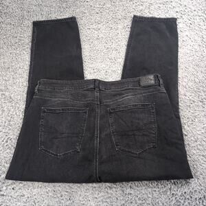 American Eagle Jeans Women 16 Black Mom Jean High Rise Distressed Stretch Denim